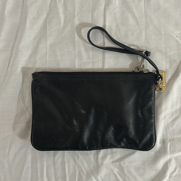 Coach Signature Inlaid Patent Black Grey Yellow Gorgeous genuine - Picture 2 of 3